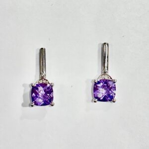 9ct white gold amethyst and diamond briolette earrings