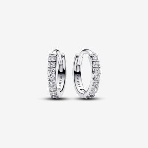 Sparkling Huggie Hoop Earrings - Silver - 293015C01