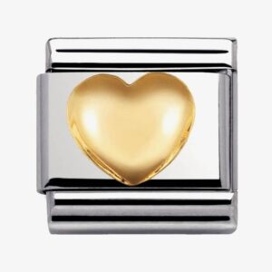 Classic Gold Love Raised Heart Charm - 030116/01