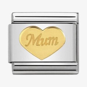 Classic Gold Symbols Mum Heart Charm - 030162/38