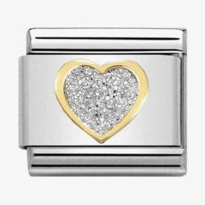 Classic Gold Glitter Heart Charm - 030220/02