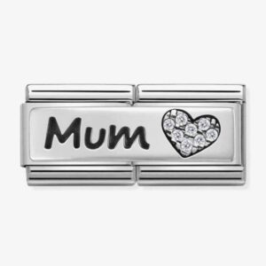 Classic Silvershine Double Link Mum Heart Charm - 330731/07