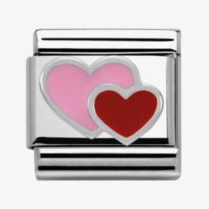 Classic Silvershine Symbols Pink and Red Hearts Charm - 30202/16