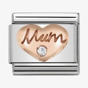 Classic Rose Gold Symbols Mum Heart Charm - 430305/10