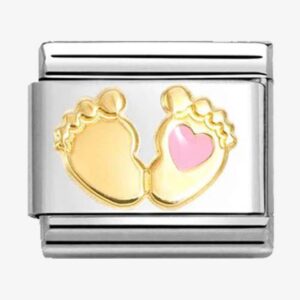 Classic Gold Pink Baby Feet Charm - 030272/85