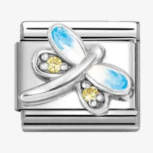Classic Yellow CZ Blue Dragonfly Charm - 330321/10