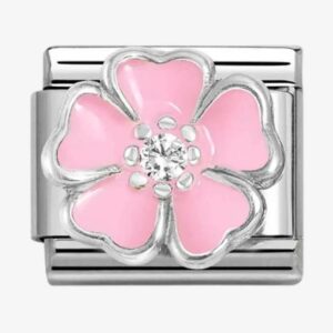 Classic Silvershine Pink Flower Charm - 330321/14