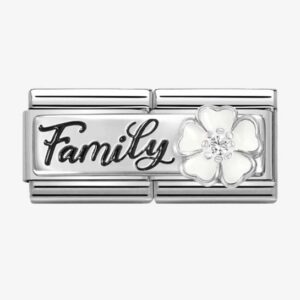 Classic Silvershine Double Link Flower Family Charm - 330734/17