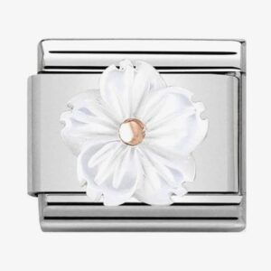 Classic Rose Gold Mother of Pearl Flower Charm - 430510/02