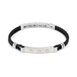 Manvision Steel Gold Screw Black Bracelet - 133003/001