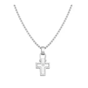 Manvision Steel White CZ Cross Necklace - 133005/001