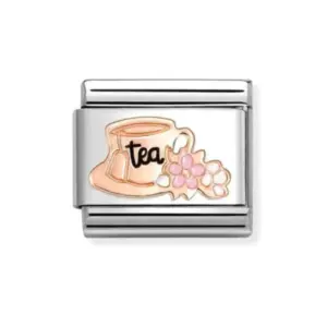 Nomination Classic Rose Gold Tea Cup with Flowers Charm - 430202/27