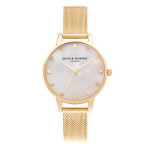 Classic 30mm White & Gold Mesh Watch - OB16SE08