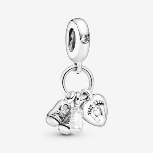 Baby Bottle & Shoes Dangle Charm - 798106CZ