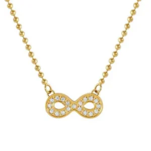 Soffio D’Amore Necklace, Yellow Gold Infinity with CZ - 134007/024