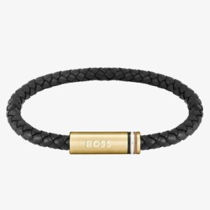 Black Braided Leather Bracelet - 1580624