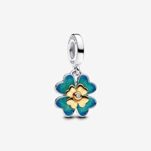 Spinnable Four Leaf Clover Lab-Grown Diamond Dangle Charm - 763624C01