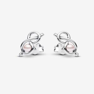 Infinity Pearl Knot Stud Earrings - 293761C01