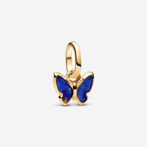Pandora 14ct Gold Plated Lapiz Lazuli Butterfly Mini Dangle Charm - 763825C01