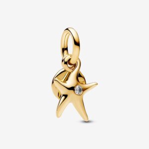 Pandora 14ct Gold Plated Starfish Dangle Charm - 763892C01