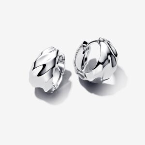 Pandora Silver Rippled Hoop Earrings - 293874C00