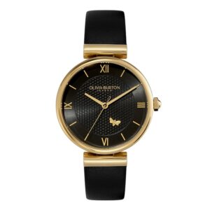 Signature 36mm Minima Bee T-Bar Gold & Black Leather Strap Watch - 24000099