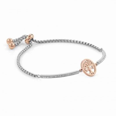 Milleluci Rose Gold Finish Tree of Life Toggle Pavé Half Bangle Stanley Hunt Jewellers 028004/017