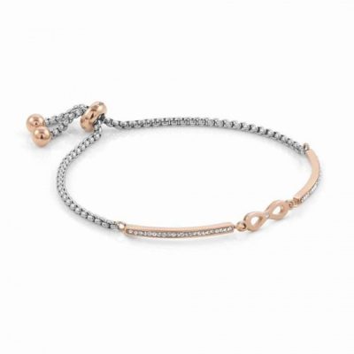 Milleluci Rose Gold Finish Pavé Infinity Toggle Half Bangle Stanley Hunt Jewellers 028005/024