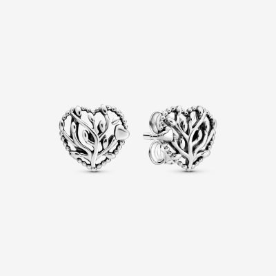 Pandora Family Tree Heart Stud Earrings - 297085