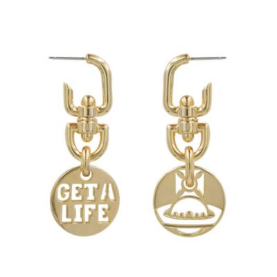 Gold Plated Get A Life Earrings Stanley Hunt Jewellers - 62020116-02R001