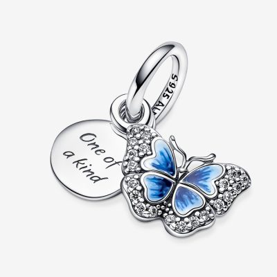 Blue Butterfly & Quote Double Dangle Charm - 790757C01