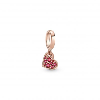 Red Pave Tilted Heart Dangle Charm Stanley Hunt Jewellers - 789404C02