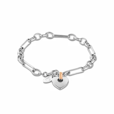 XX3SCBR6 Cariad Sparkle Heart Figaro Bracelet
