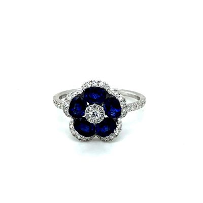 floral sapphire diamond ring