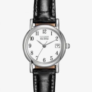 Ladies Black Leather Strap Watch - EW1270-06A