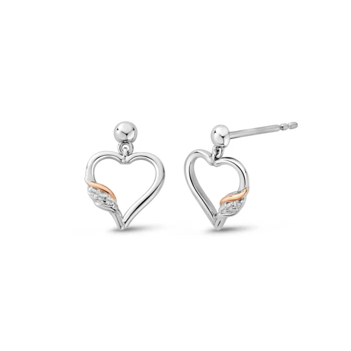 3SPPF0800 Past Present Future® Sterling Silver Heart Earrings with Topaz