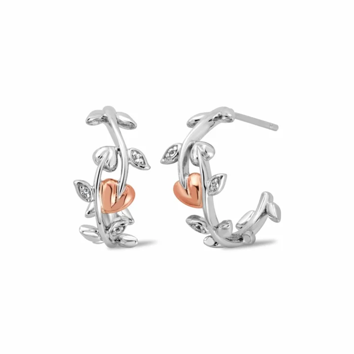 3STOL0235 Tree of Life® Sterling Silver Vine Half-Hoop Earrings with Topaz
