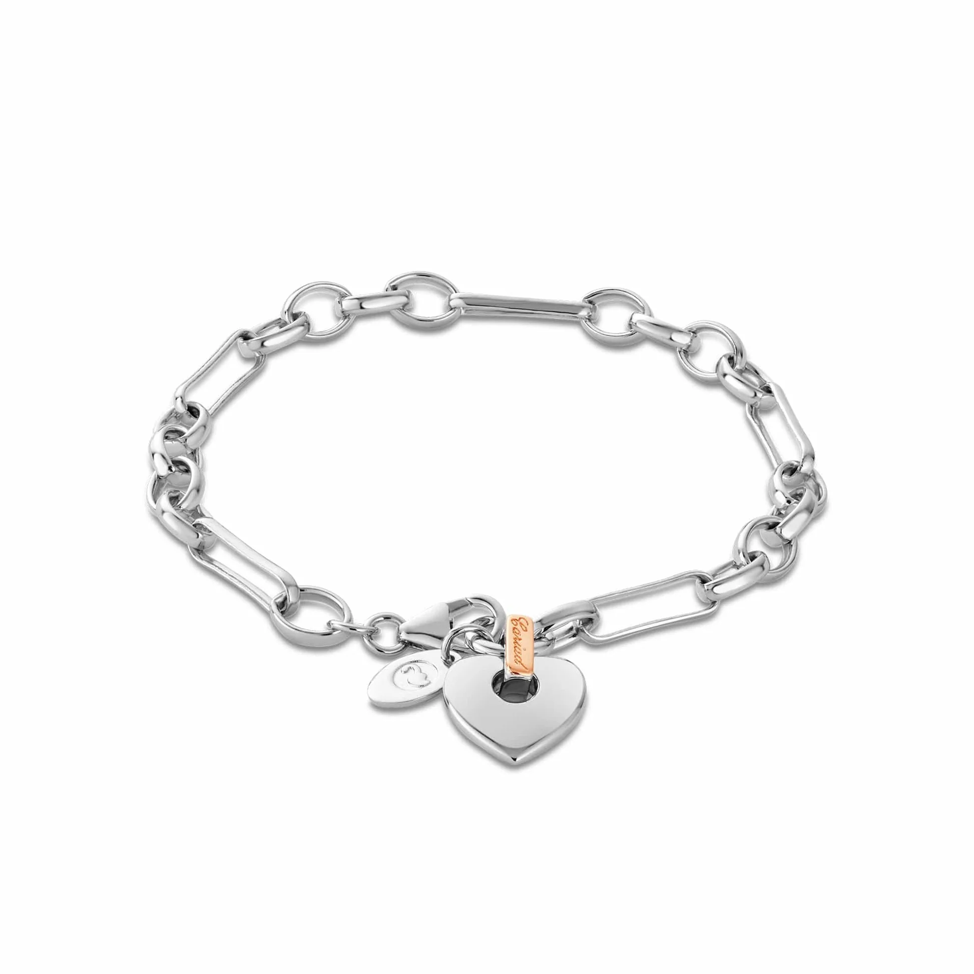 XX3SCBR6 Cariad Sparkle Heart Figaro Bracelet