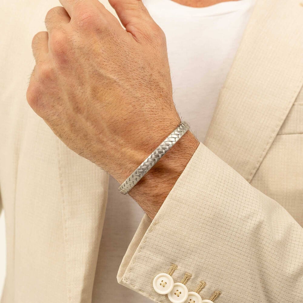1580671-boss-tailored-silver-tone-herringbone-pattern-steel-bangle-19-73-03-0055-img4